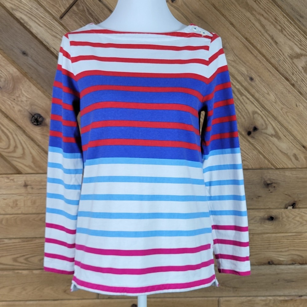 Vineyards Vines Womens Shirt Boat Neck Long Sleeve Stripe Multicolor Size XS
